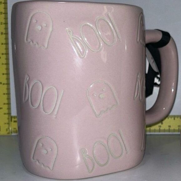 NWT-Rae Dunn Halloween Large 20oz Coffee Mug-Pink Ghosts & “BOO” - Picture 3 of 6
